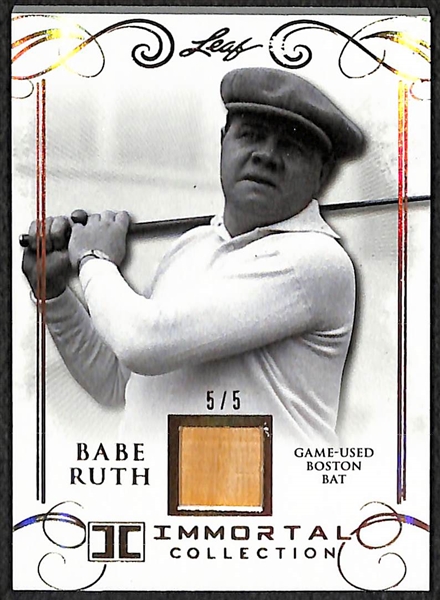 2017 Leaf Immortal Collection Babe Ruth Game Used Red Sox Bat Card #5/5 